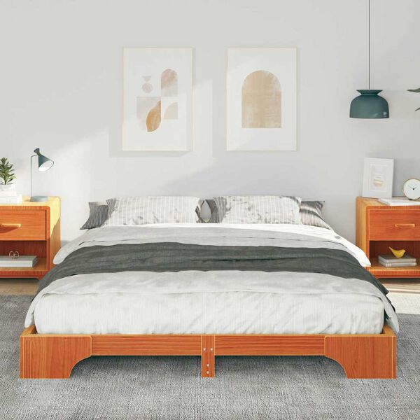 vidaXL Estructura de cama Marr&oacute;n 160 x 220 cm Madera de pino macizo