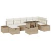 vidaXL Conjunto de sof&aacute; de jard&iacute;n 8 uds. Beige rat&aacute;n sint&eacute;tico