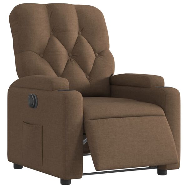 vidaXL Sill&oacute;n reclinable el&eacute;ctrico de tela marr&oacute;n