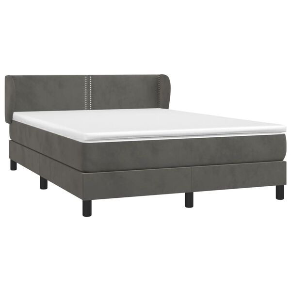 vidaXL Cama box spring con colch&oacute;n terciopelo gris oscuro 140x190 cm