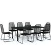 vidaXL Juego de comedor para jard&iacute;n 9 piezas negro