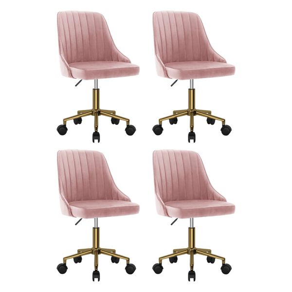 vidaXL Sillas de comedor giratorias 4 unidades de terciopelo rosa