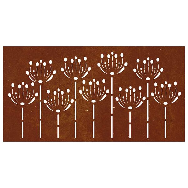 vidaXL Adorno de pared de jard&iacute;n acero corten dise&ntilde;o flores 105x55 cm