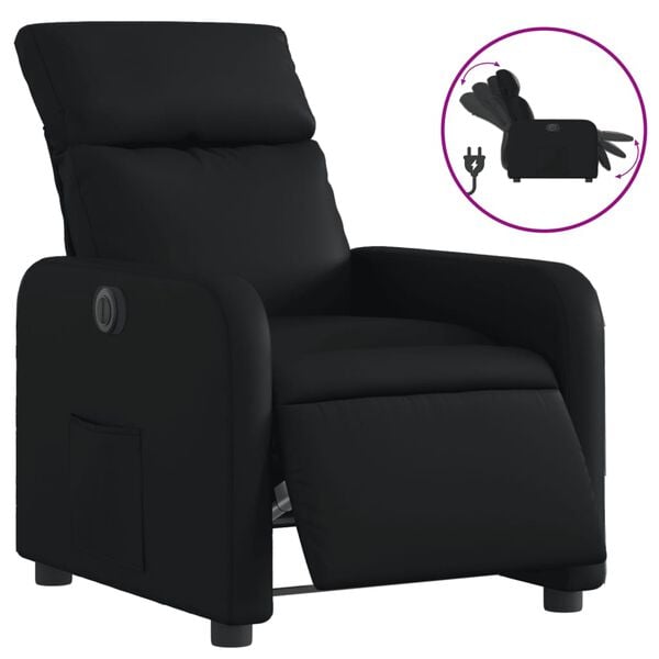 vidaXL Sill&oacute;n reclinable el&eacute;ctrico de cuero sint&eacute;tico negro