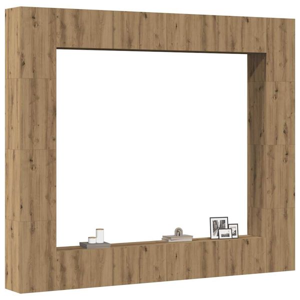 vidaXL Mueble para TV de pared madera contrachapada artesanal 8 piezas