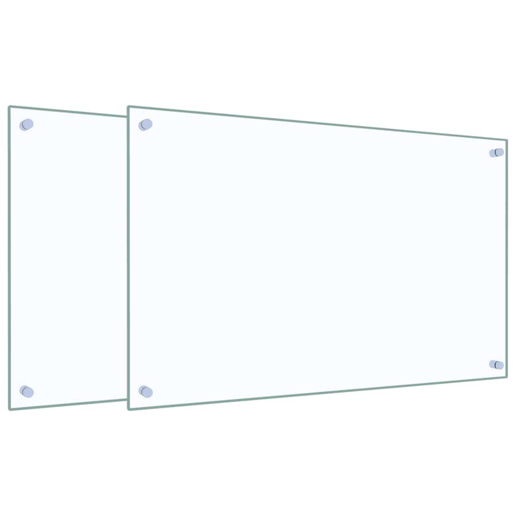vidaXL Salpicaderos cocina 2 uds vidrio templado transparente 80x50 cm
