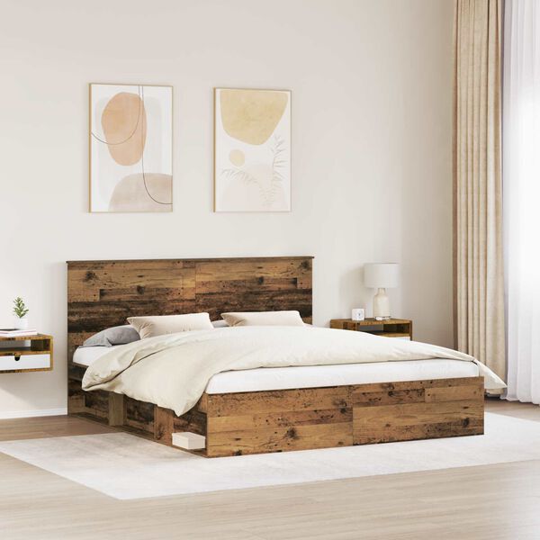 vidaXL Estructura de cama con cabecera Madera vieja 200 x 200 cm