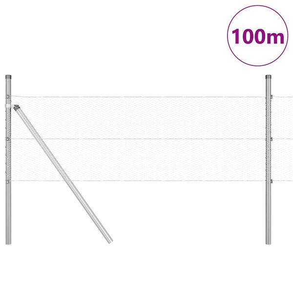vidaXL Poste de Valla Plateado 100 x 0,5 m (malla de 13 mm) Acero