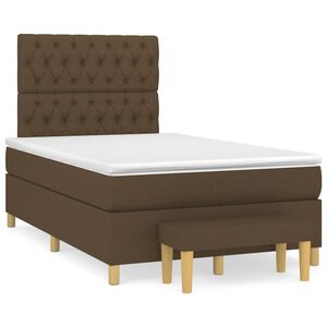 vidaXL Cama box spring con colch&oacute;n tela marr&oacute;n oscuro 120x200 cm