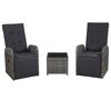 vidaXL Juego muebles bistro jard&iacute;n 3 pzas cojines rat&aacute;n sint&eacute;tico gris