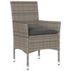 vidaXL Set comedor jard&iacute;n 5 pzas y cojines rat&aacute;n sint&eacute;tico vidrio gris