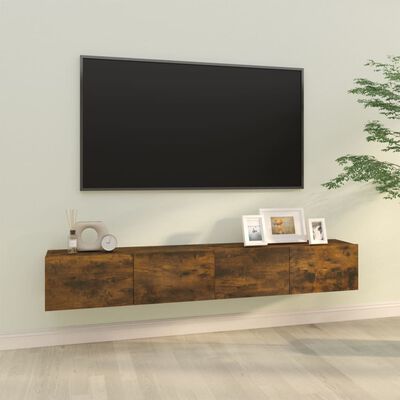 vidaXL Muebles de pared de TV 2 uds madera roble ahumado 100x30x30 cm
