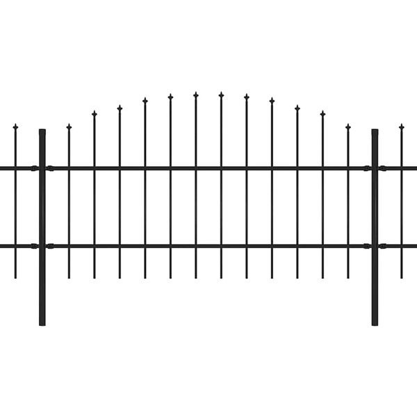 vidaXL Valla de jard&iacute;n con punta de lanza de acero 1426x100 cm negra