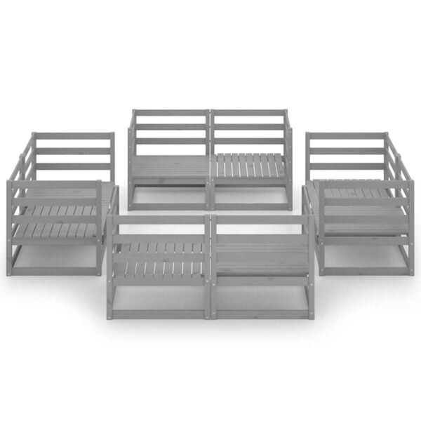 vidaXL Muebles de jardín 8 piezas gris madera de pino maciza