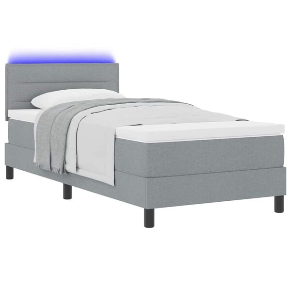 vidaXL Cama tipo Box Spring con colch&oacute;n Gris claro 80 x 200 cm tela