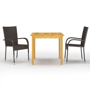 vidaXL Juego de comedor para jard&iacute;n 3 piezas marr&oacute;n