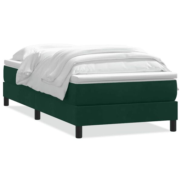 vidaXL Cama box spring con colch&oacute;n terciopelo verde oscuro 90x220 cm