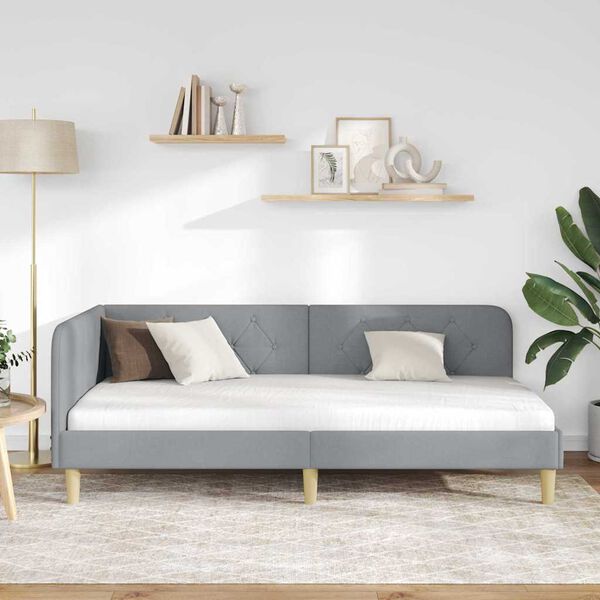 vidaXL Estructura de cama en esquina Gris Claro 90 x 190 cm tela