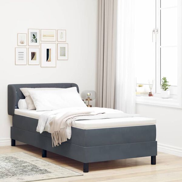 vidaXL Cama tipo Box Spring Gris oscuro 100 x 200 cm Terciopelo