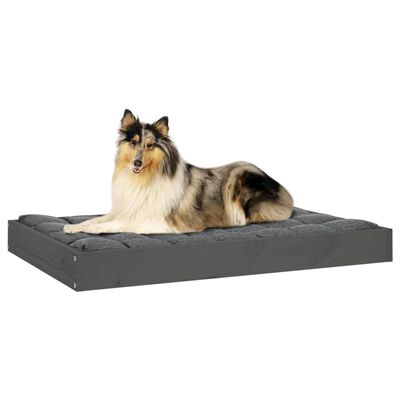 vidaXL Cama para perros madera maciza de pino gris 91,5x64x9 cm