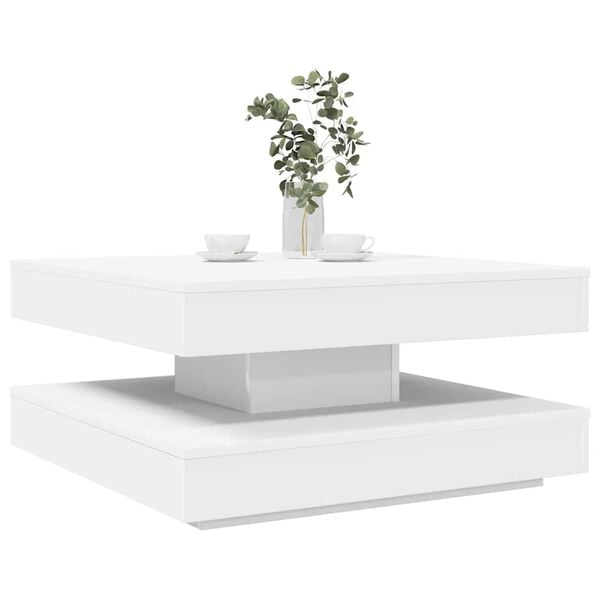 vidaXL Mesa de centro giratoria 360 grados blanco 70x70x34,5 cm