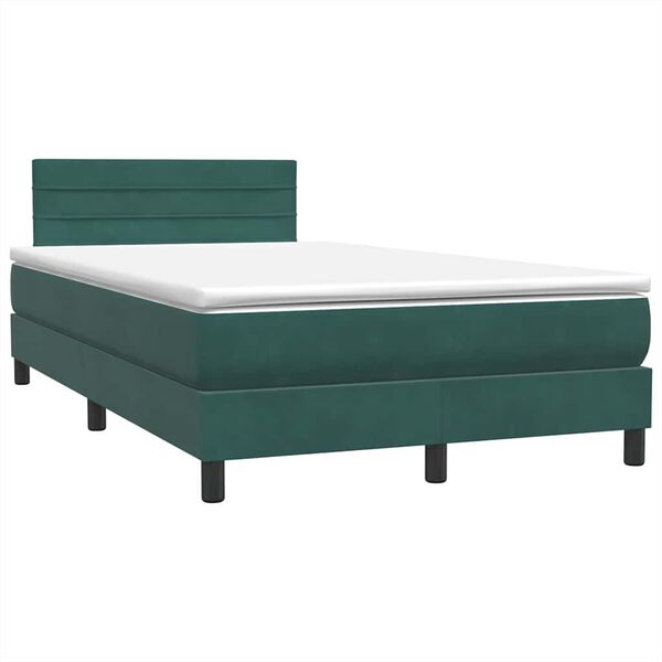 vidaXL Cama box spring con colch&oacute;n terciopelo verde oscuro 120x210 cm