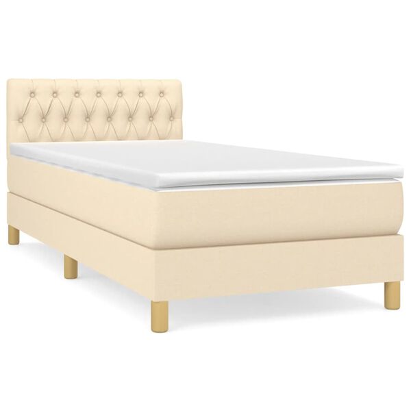 vidaXL Cama box spring con colch&oacute;n tela color crema 90x190 cm