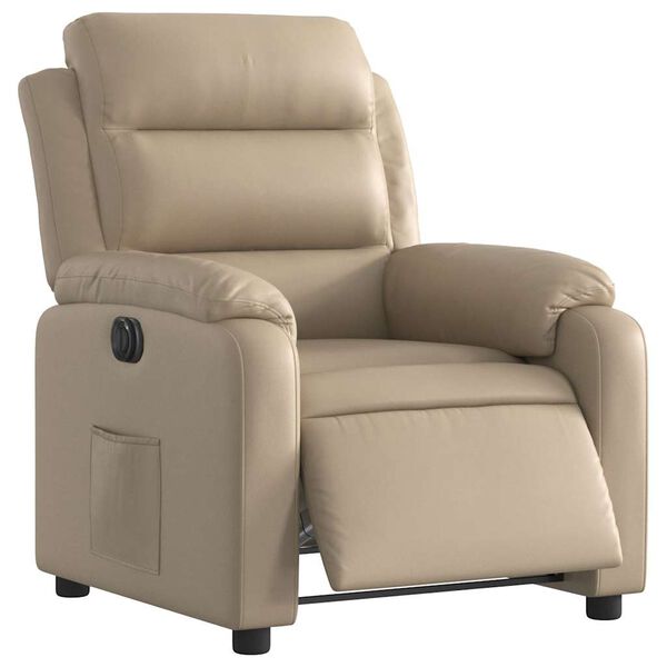 vidaXL Sill&oacute;n reclinable el&eacute;ctrico de cuero sint&eacute;tico color capuchino