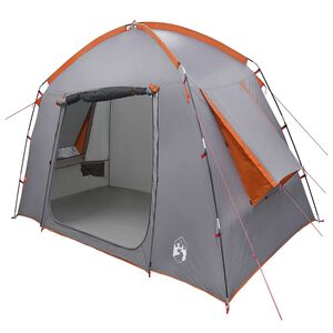 vidaXL Tienda Caba&ntilde;a Gris y naranja 210 x 210 x 138 cm Poli&eacute;ster