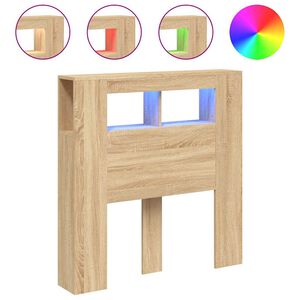 vidaXL Cabecero LED madera ingenier&iacute;a roble Sonoma 100x18,5x103,5 cm