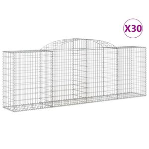 vidaXL Cestas de gaviones 30 uds forma de arco hierro 300x50x100/120cm