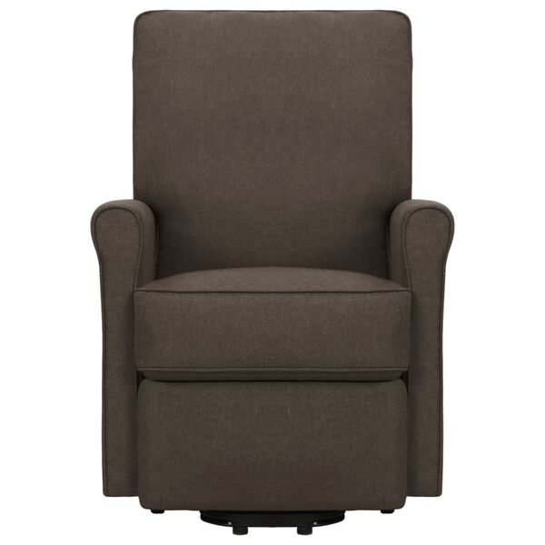 vidaXL Silla de masaje elevable de tela marr&oacute;n oscuro