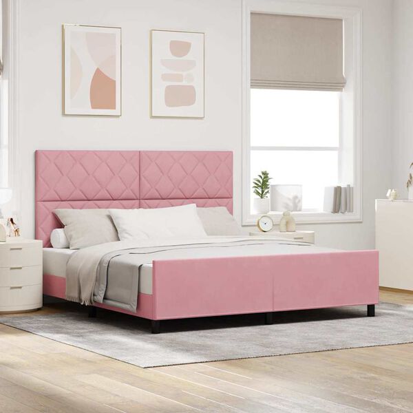 vidaXL Cama tipo Box Spring con cabecera Rosa 180 x 200 cm Terciopelo
