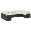 vidaXL Set de sof&aacute;s de jard&iacute;n 10 pzas cojines rat&aacute;n sint&eacute;tico negro
