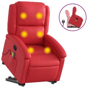 vidaXL Sill&oacute;n reclinable de masaje de pie cuero artificial rojo