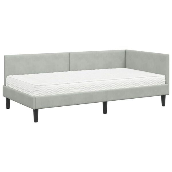 vidaXL Estructura de Cama Esquina con Colch&oacute;n Otro 2 pcs Gris claro