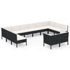 vidaXL Set muebles de jard&iacute;n 12 pzas y cojines rat&aacute;n sint&eacute;tico negro