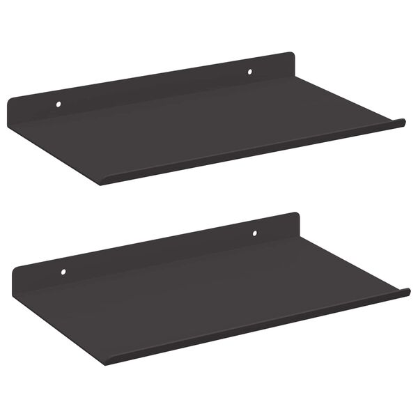 vidaXL Estante flotante 2 pcs Negro 30 x 17,5 x 2,5 cm Acero