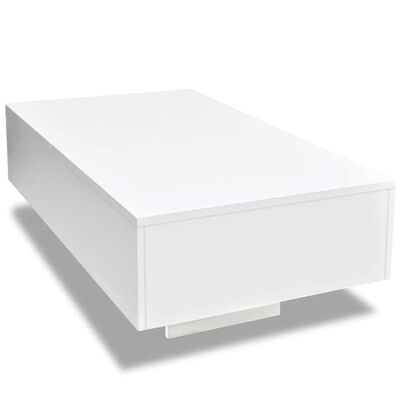 vidaXL Mesa de centro rectangular blanco con brillo