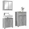 vidaXL Juego de muebles de ba&ntilde;o 3 pcs Gris Sonoma Madera contrachapada