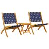 vidaXL Sillas de jard&iacute;n plegables mesa 2 uds madera maciza azul oscuro