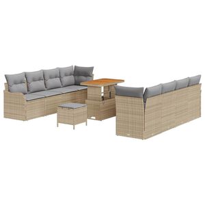 vidaXL Conjunto de sof&aacute; de jard&iacute;n 11 uds. 10 plaza Beige