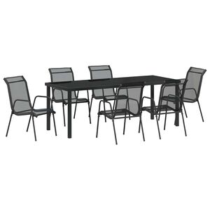 vidaXL Conjunto de Comedor de Jard&iacute;n 7 pcs Negro
