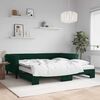 vidaXL Sof&aacute; cama nido con colch&oacute;n terciopelo verde oscuro 100x200 cm