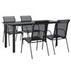 vidaXL Juego de comedor para jard&iacute;n 5 piezas acero y textilene negro