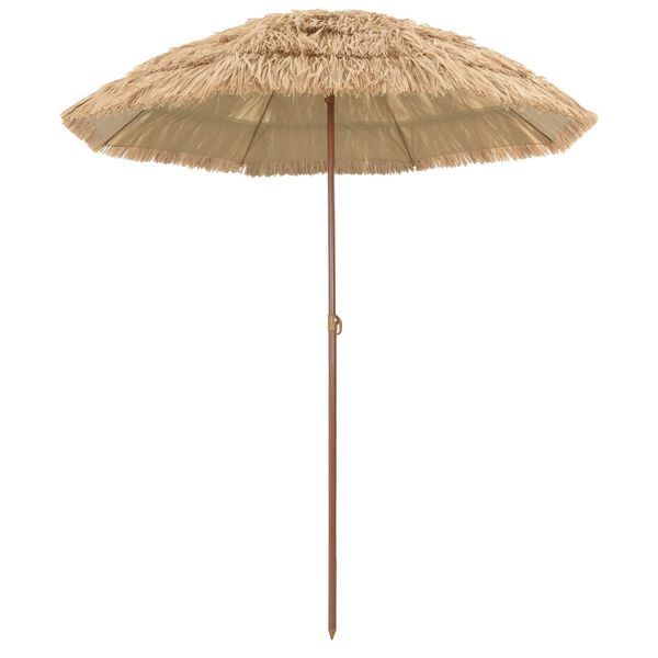 vidaXL Parasol de playa Natural 255 x 255 x 255 cm Poli&eacute;ster y Acero