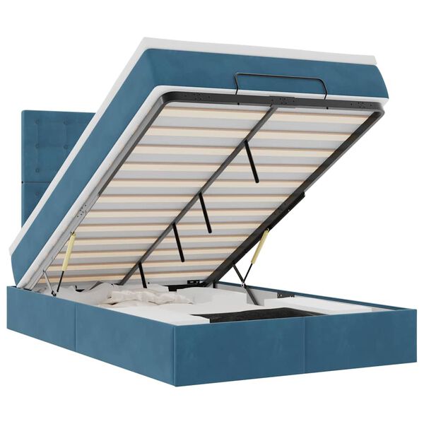 vidaXL Estructura de cama otomana colchones terciopelo azul oscuro