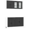 vidaXL Conjunto de armarios de cocina "Porto" de 4 piezas de madera de ingenier&iacute;a negra