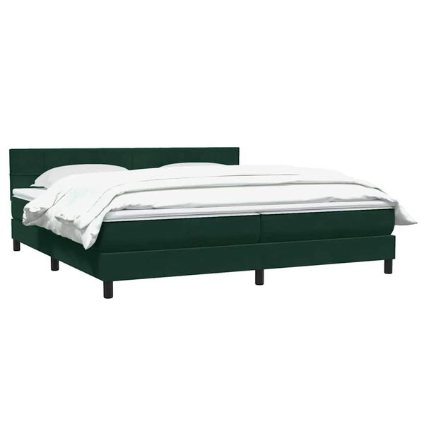 vidaXL Cama box spring con colch&oacute;n terciopelo verde oscuro 200x210 cm