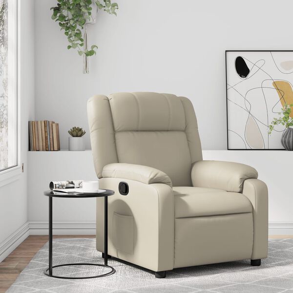 vidaXL Sill&oacute;n reclinable de cuero sint&eacute;tico crema